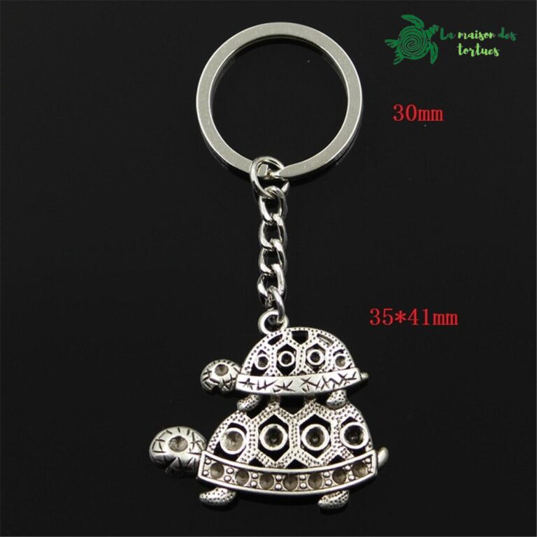 Porte-clés tortue terrestre parent et son enfant