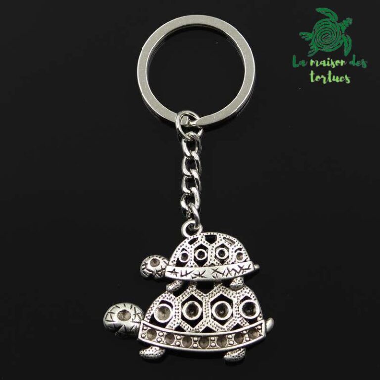 Porte-clés tortue terrestre parent et son enfant