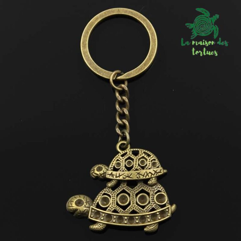 Porte-clés tortue terrestre parent et son enfant