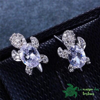 Boucles d'oreilles tortue blanche